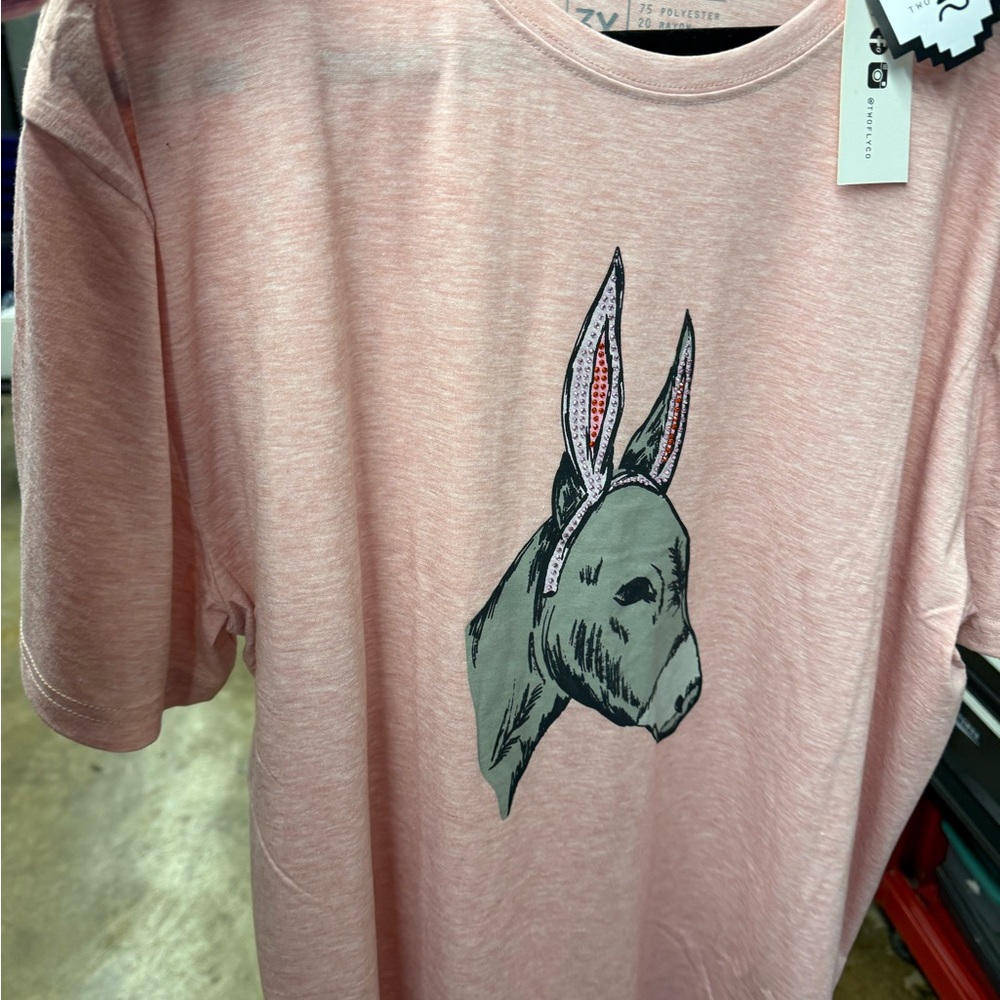 NWT.  2 Fly Pink Graphic T-Shirt with Animal Print